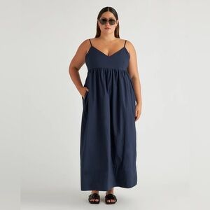 100% Organic Cotton Sleeveless Maxi Dress - Navy